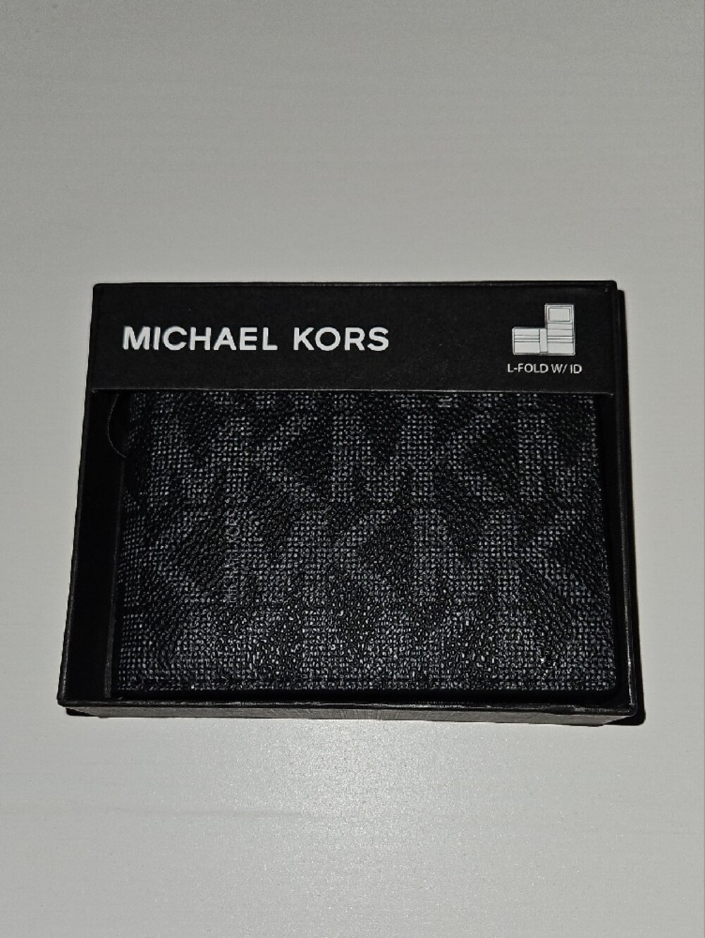 Michael Kors Jet Set Black MK Logo Monogram Slim Bifold Wallet Men's NWT Box
